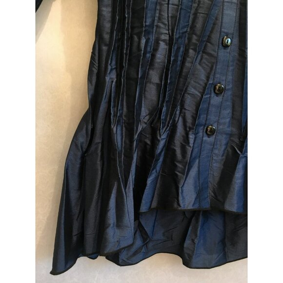 Beluva Women's Collared 3/4 Sleeve High-Low Hem Button Up Shirt Blue Medium - Picture 3 of 9